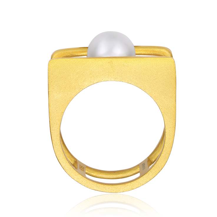 Pear Shape Freshwater Pearl Stacked Double Band Ring In 14K Gold Over
Sterling Silver