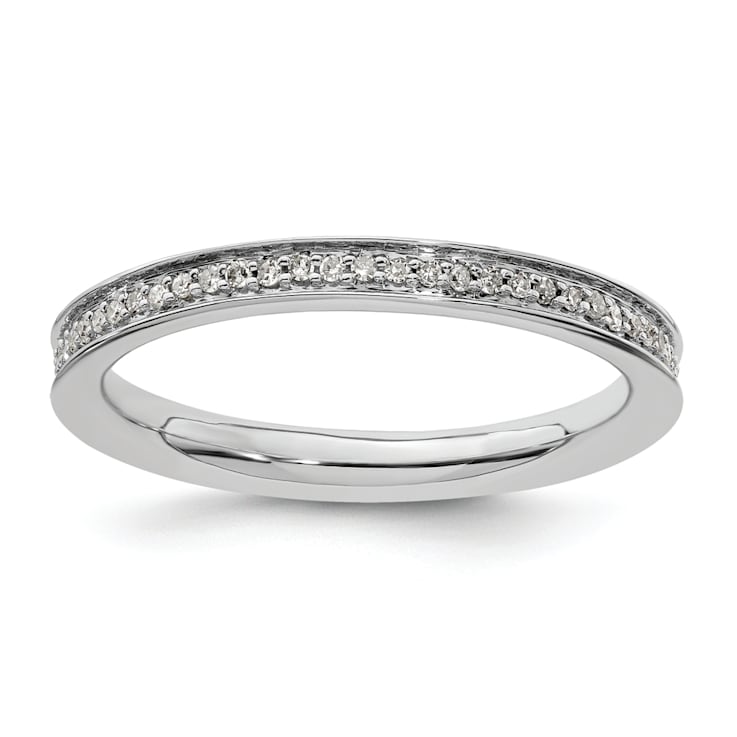 Sterling Silver Stackable Expressions and Diamonds Polished Ring 0.195ctw