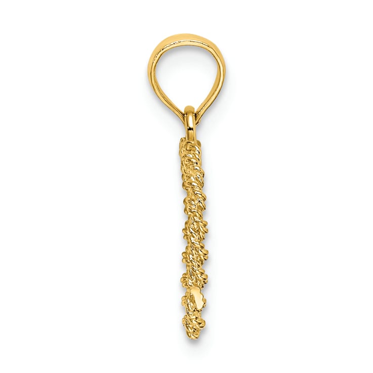 14k Yellow Gold 3D Textured Rope Heart Pendant