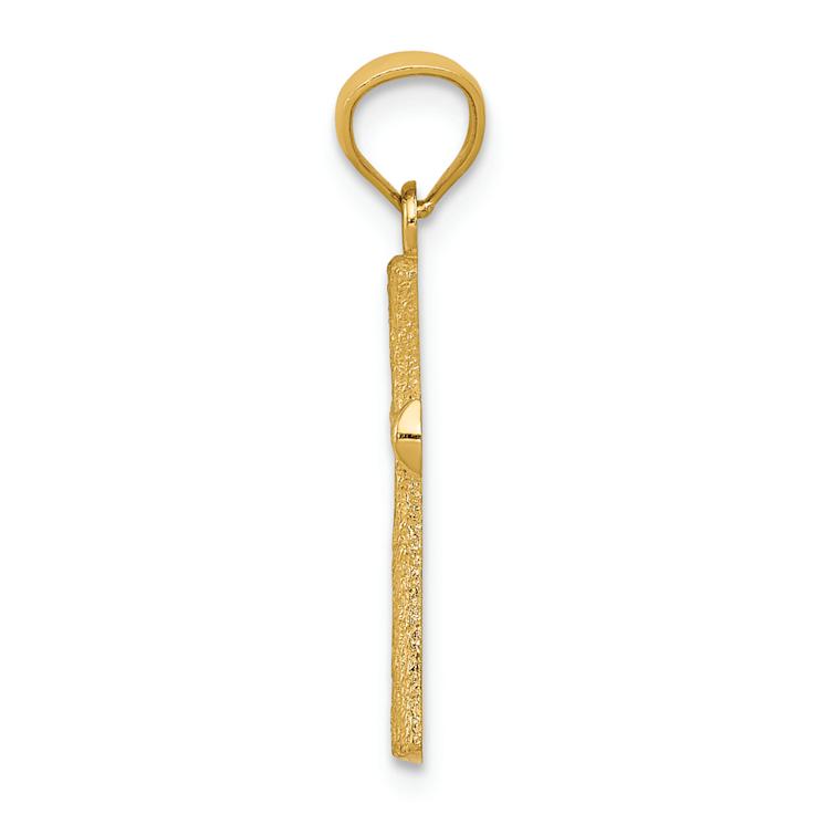 14k Yellow Gold Diamond-Cut and Textured Cross Pendant