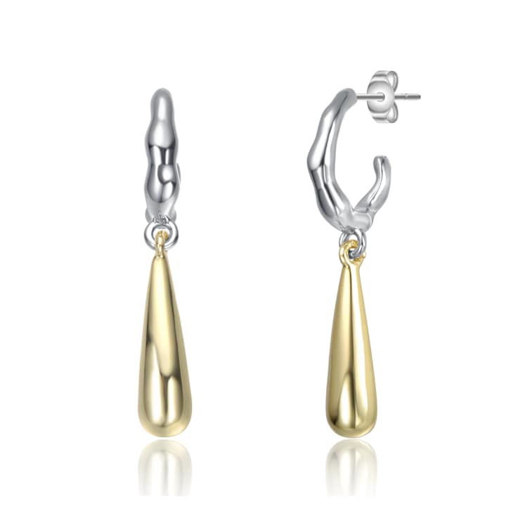 Briolette Drop Earrings In 14K Gold And Rhodium Over Brass