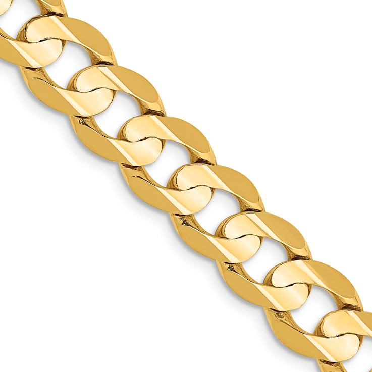 14k Yellow Gold 7.5mm Solid Open Concave Curb 24 Inch Chain