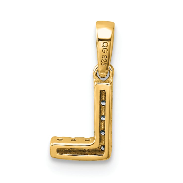 14K Yellow Gold Diamond Letter L Initial with Bail Pendant