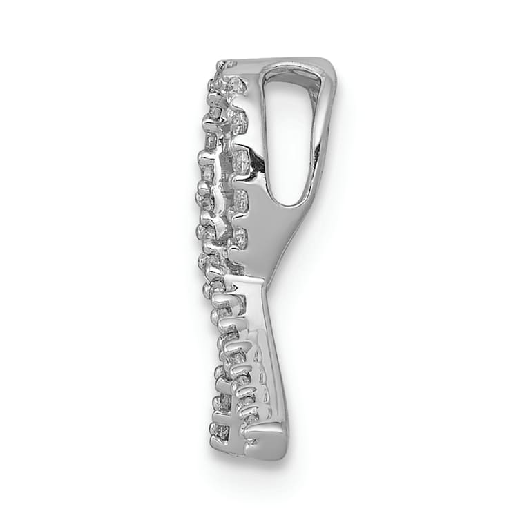 Rhodium Over 14k White Gold Awareness Diamond Slide Pendant