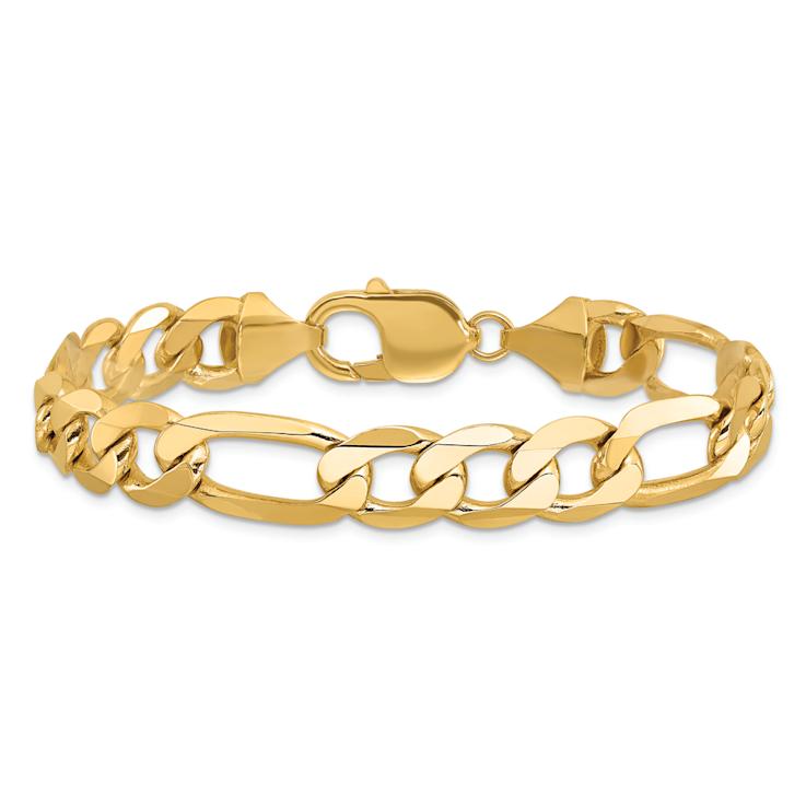 10k Yellow Gold 10mm Flat Figaro Link Bracelet