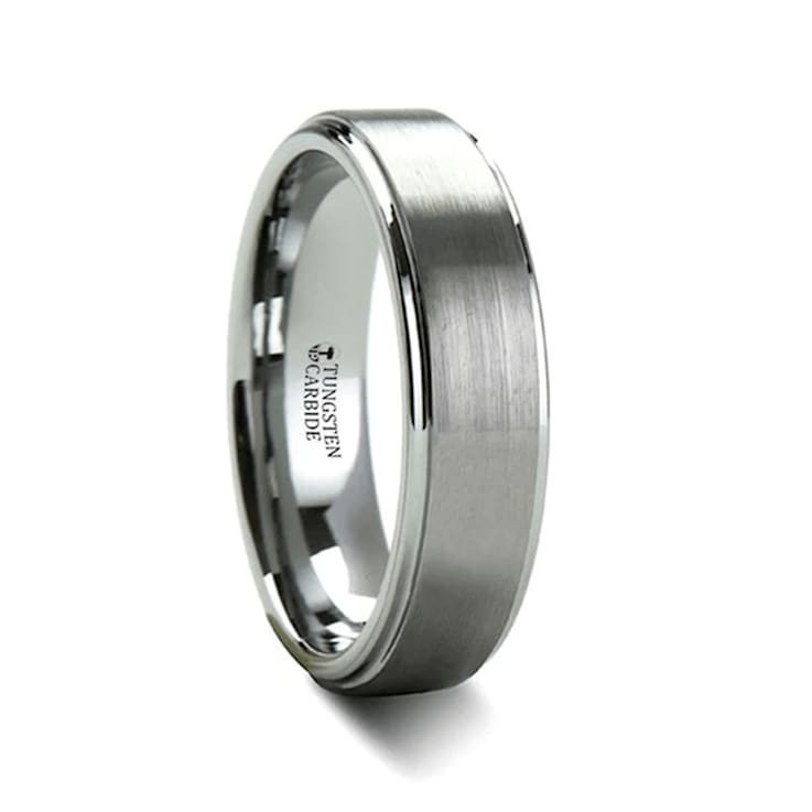 OPTIMUS Raised Center with Brush Finish Tungsten Ring 7mm