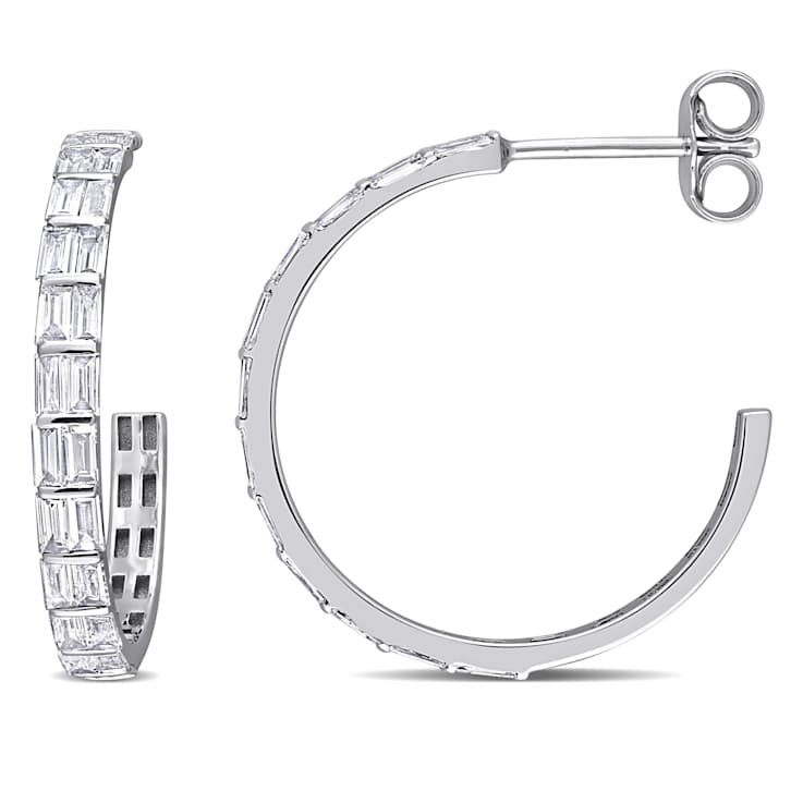 1.88ctw Diamond Open Hoop Earrings 14K White Gold