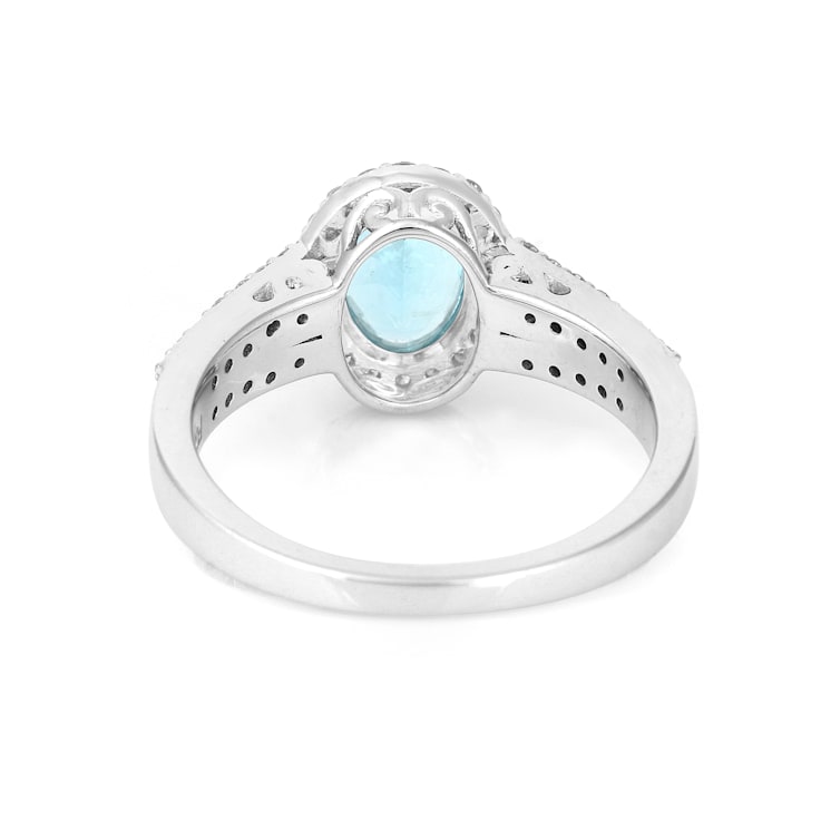 Rhodium Over Sterling Silver Paraiba Blue Apatite and Lab Grown Diamond
Oval Ring