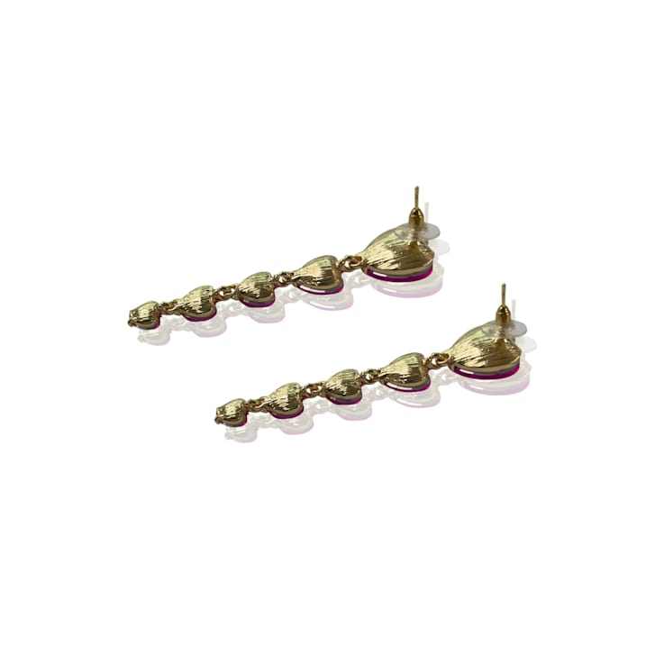 Off Park® Collection, Fushia Pink Graduating Heart Crystal Earring.
