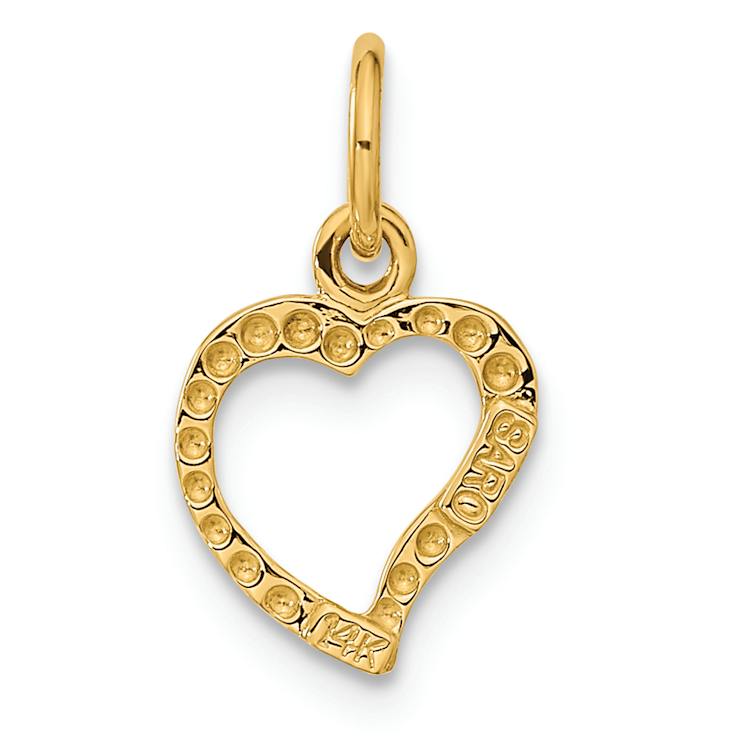 14k Yellow Gold 3D Polished Heart Pendant