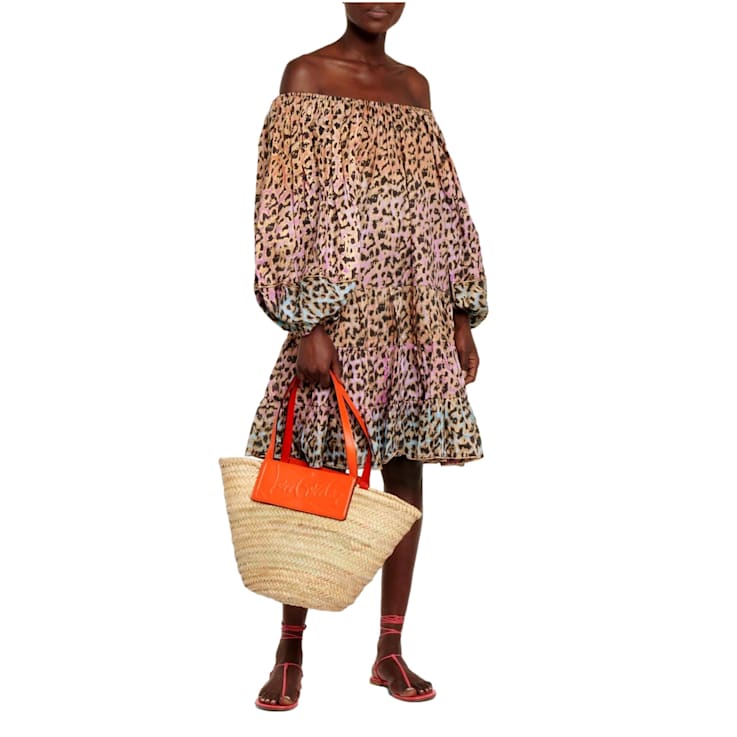 【Christian Louboutin】 Loubishore Large tote bag Christian Louboutin Loubishore Orange Woven Raffia Large