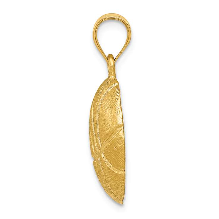 14k Yellow Gold Textured and Brushed Basketball Charm