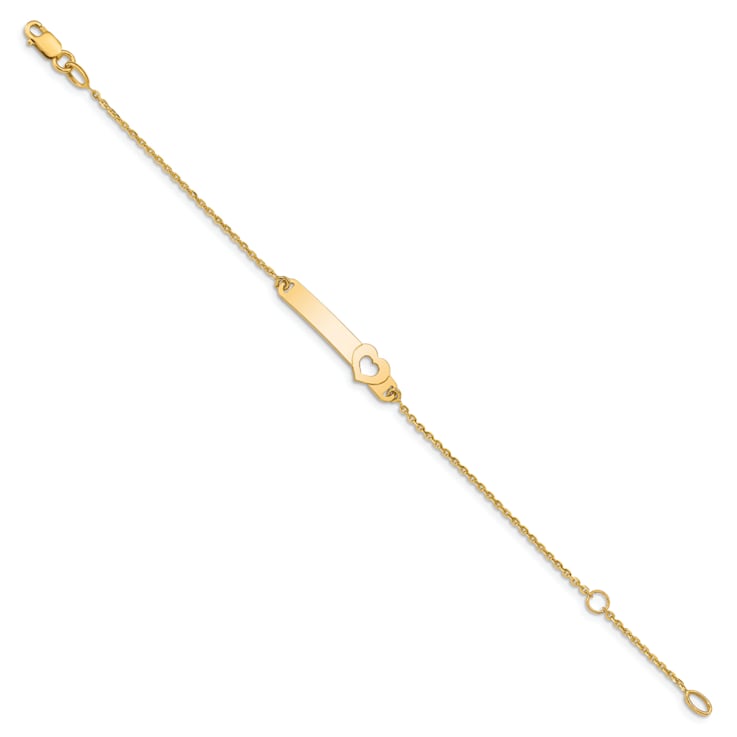 14k Yellow Gold Children's Polished Heart ID Bracelet