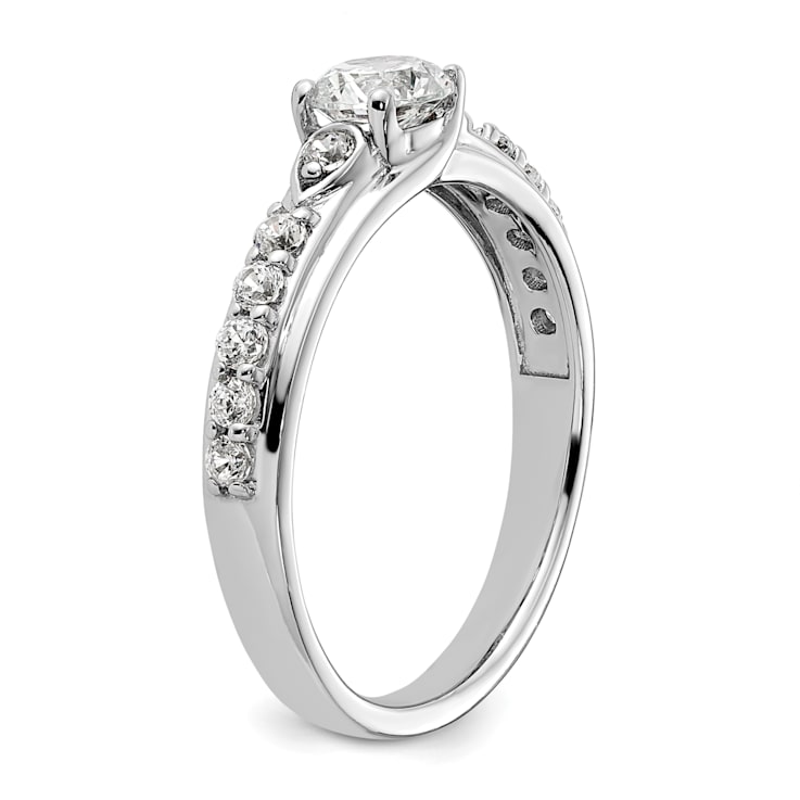 Rhodium Over 10K White Gold Lab Grown Diamond VS/SI GH, Engagement Ring 0.74ctw