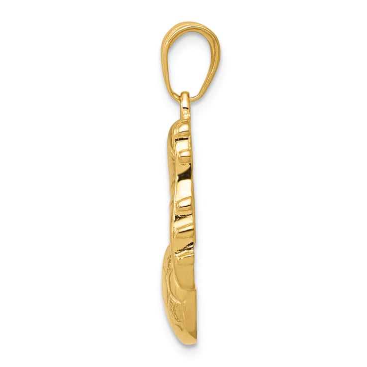 14k Yellow Gold Textured Soccer Ball and Shoe Pendant