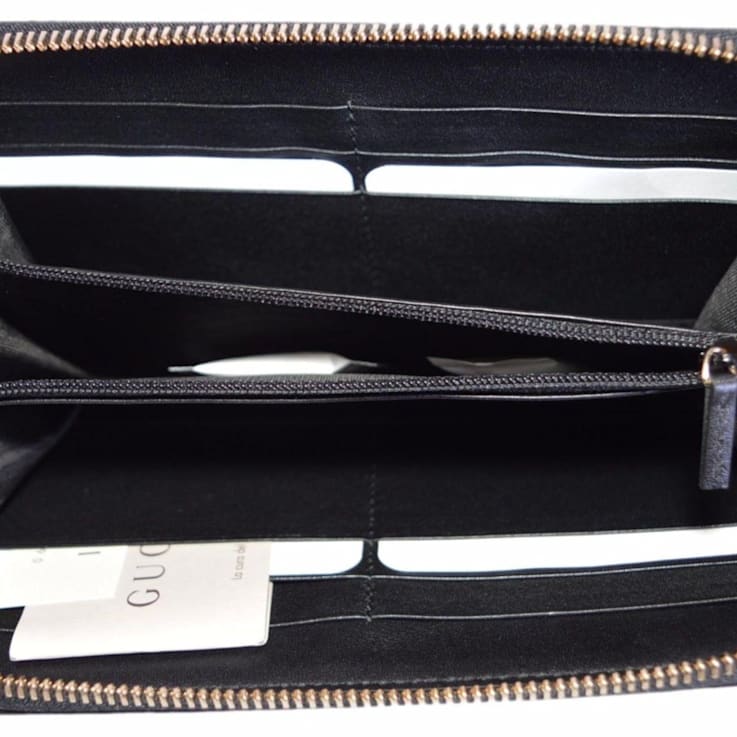 Gucci Microguccissima GG Black Leather Zip Around