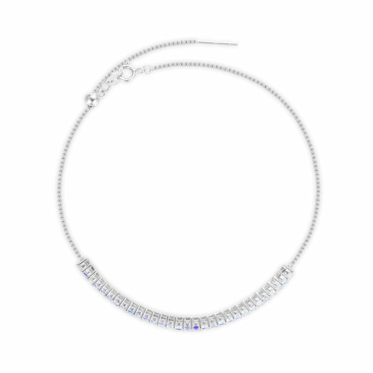 Sapphire and White Topaz Sterling Silver 3-Row Bolo Bracelet