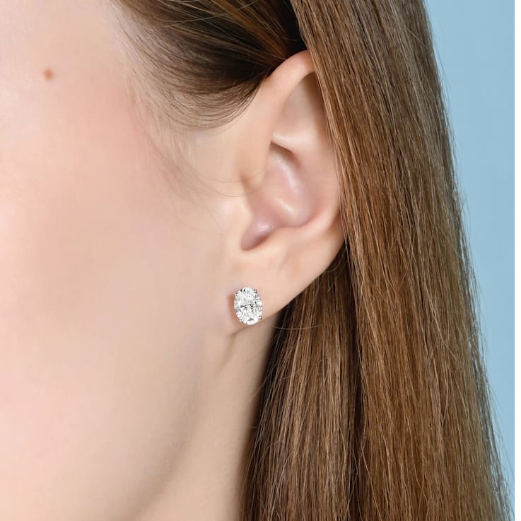 White Cubic Zirconia 14k White Gold Studs With Velvet Gift Box 2.00ctw