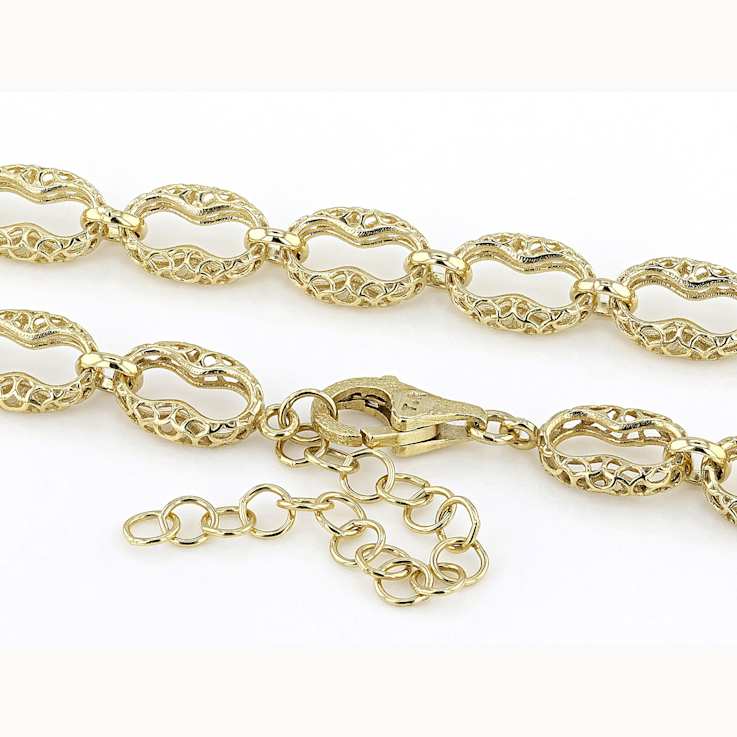 Turkish Mariner Chain Necklace In 18K Gold Over Sterling Silver 8mm 18 Inch