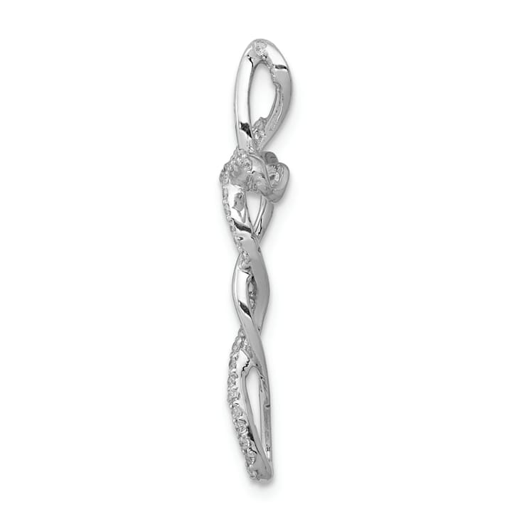 Rhodium Over 14k White Gold Diamond Twisted Cross chain slide