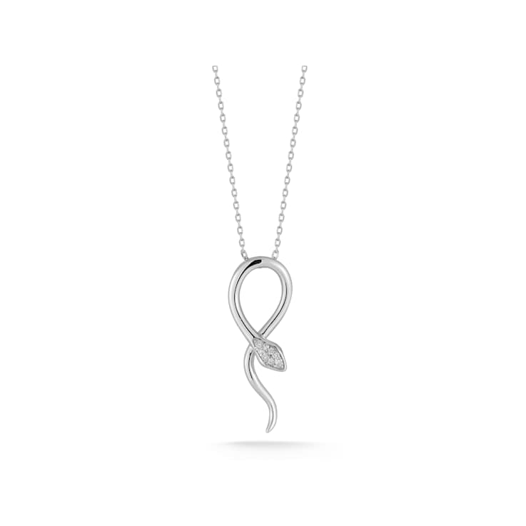 Sterling Statements Rhodium Over Sterling Silver  CZ Snake Necklace
