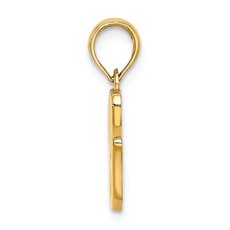 14k Yellow Gold Script Letter G Initial Pendant