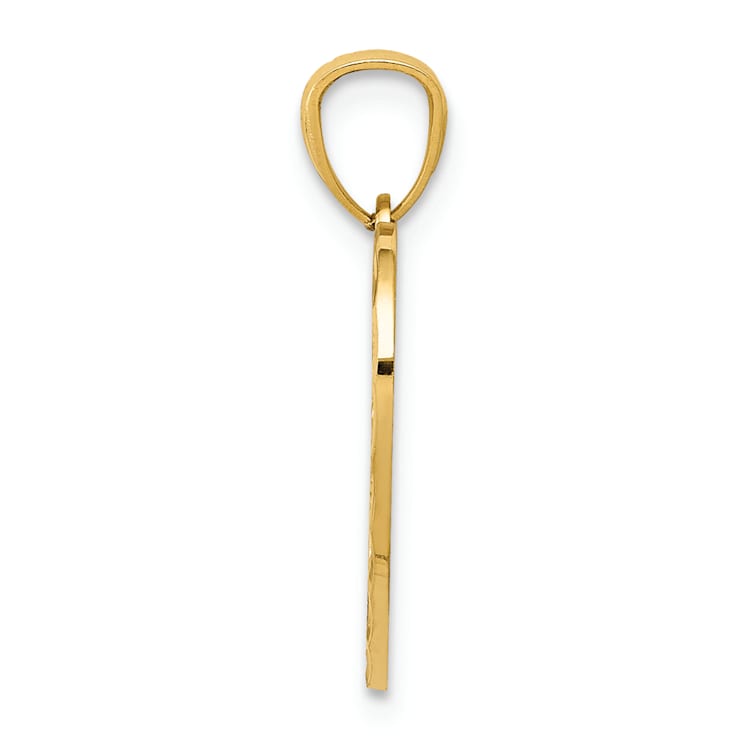 10K Yellow Gold Diamond-cut Daddys Little Girl Heart Pendant