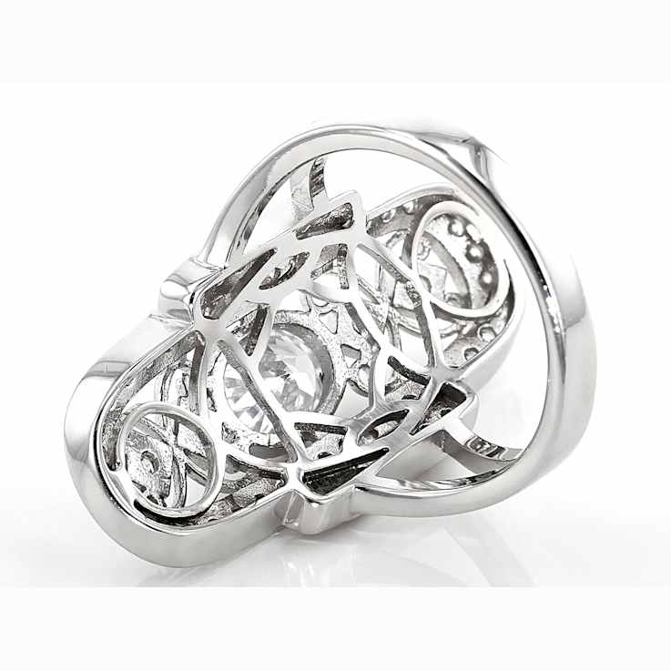 Vintage Style CZ Statement Ring In Sterling Silver