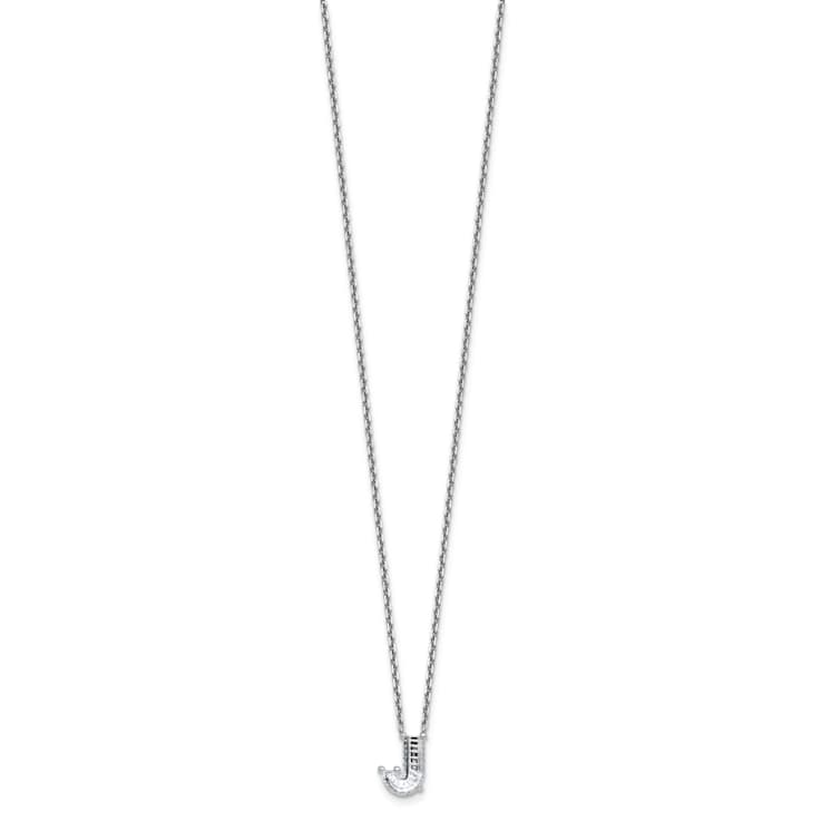 White Lab-Grown Diamond F VS 14K White Gold "J" Initial
Necklace 2.25ct
