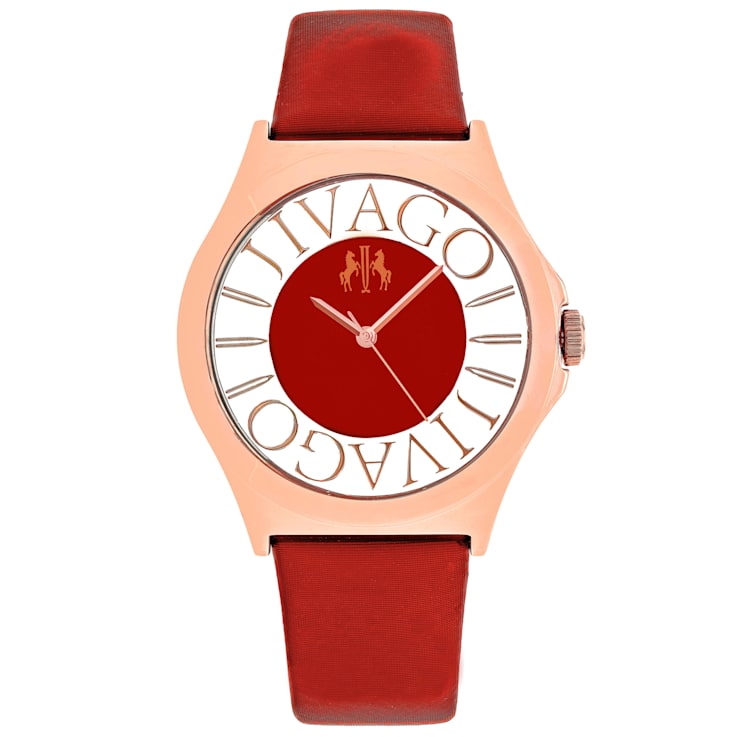 Jivago Women's Fun Red Dial, Red Satin Leather Strap Watch