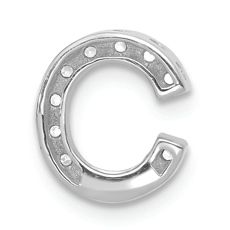 Rhodium Over 14K White Gold Diamond Letter C Initial Charm