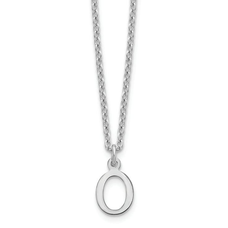 Rhodium Over Sterling Silver Cutout Letter O Initial Necklace