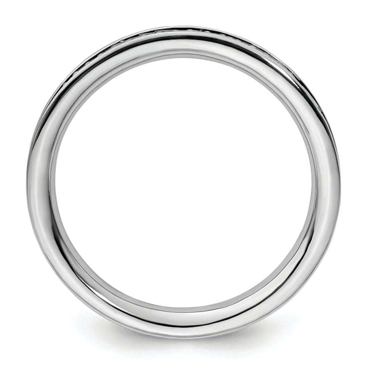 Sterling Silver Stackable Expressions and Diamonds Polished Ring 0.195ctw