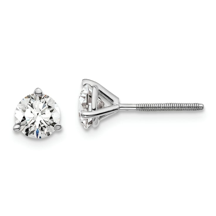 Rhodium Over 14K Gold Lab Grown Diamond 1ct. VS/SI GH+, 3 Prong
Screwback Earrings