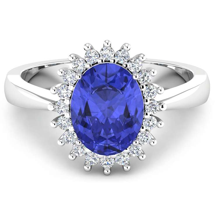 1.28ctw Violet Tanzanite and Diamond 14K White Gold Halo Ring