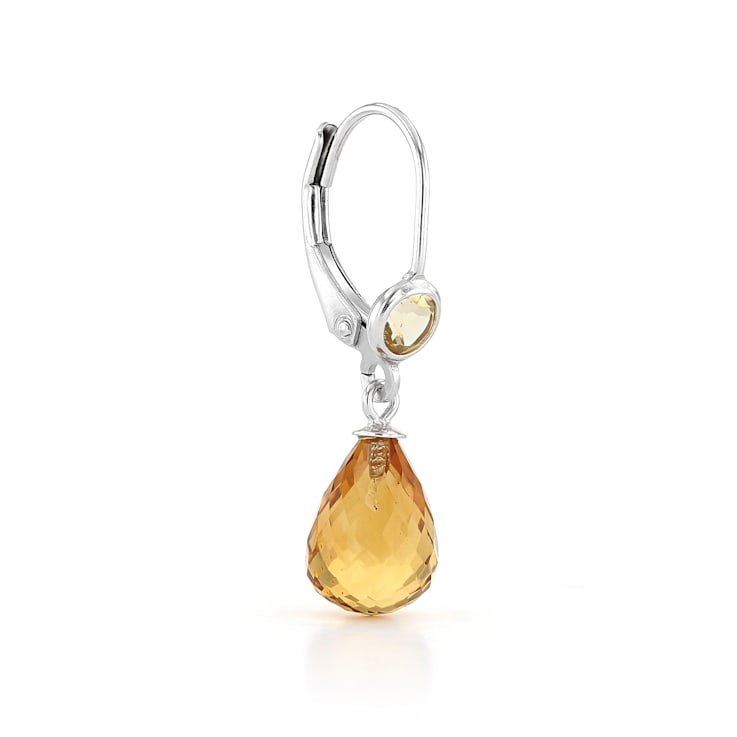 Yellow Tear Drop and Round Citrine Sterling Silver Earrings 8ctw