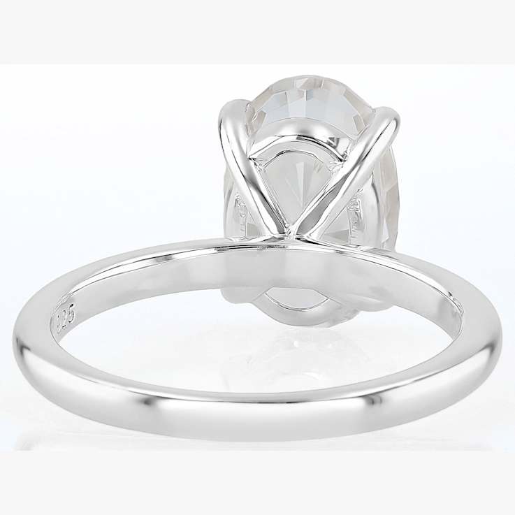 Oval CZ Solitaire Ring In Platinum Over Sterling Silver