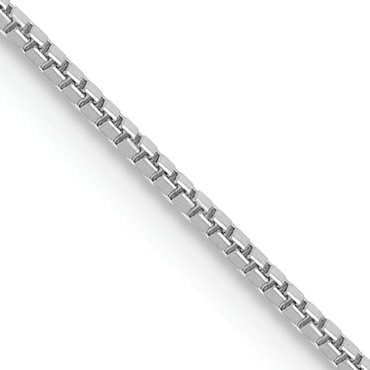 Rhodium Over 14k White Gold 0.7mm Solid Box 14 Inch Chain