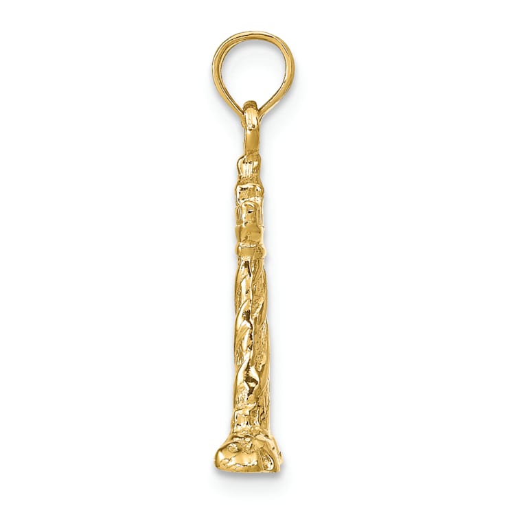 14k Yellow Gold 3D Textured St. Augustine Lighthouse Pendant