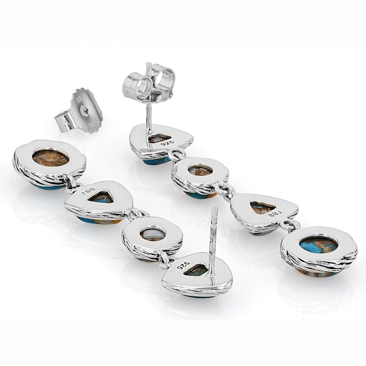 Spiny Oyster And Turquoise Oxidized Sterling Silver Dangle Earrings 6mm
8mm 6x6mm