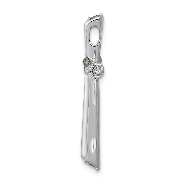 Rhodium Over 14k White Gold Diamond Cross Chain Slide Pendant