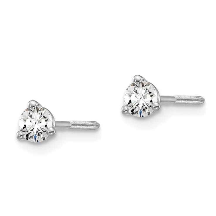 14K White Gold Lab Grown Diamond 1/4ctw VS/SI GH Screw Back 3-Prong Earrings