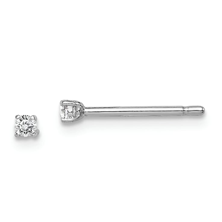 Sterling Silver Rhodium-plated 2mm Round CZ Stud Earrings