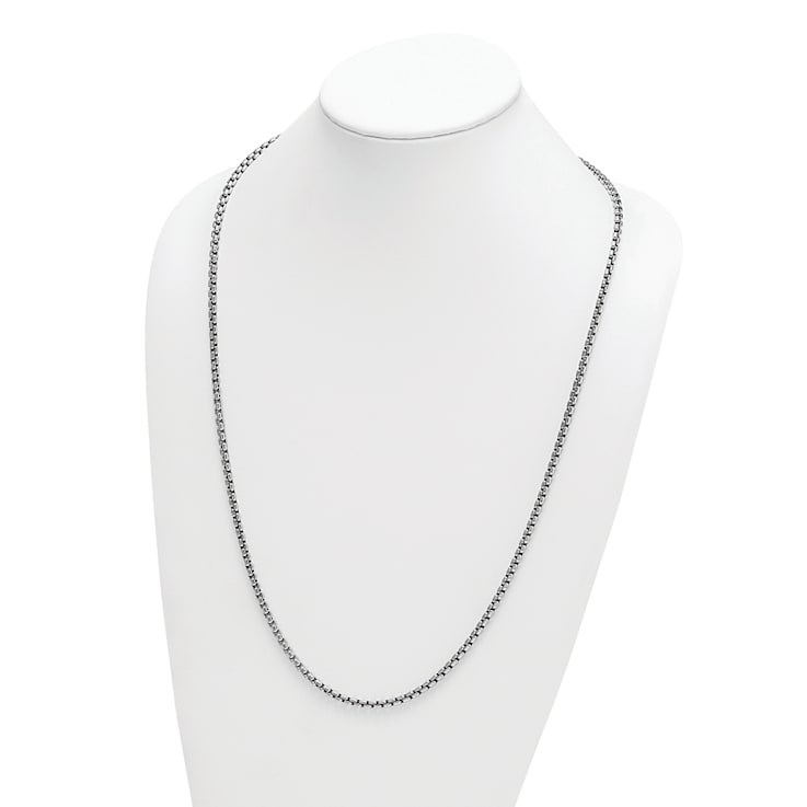 Rhodium Over Sterling Silver 4.0mm Box 30 Inch Chain
