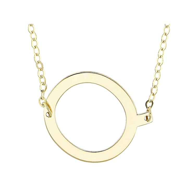Sideways Initial Q Necklace In Solid 14K Yellow Gold 18 Inch