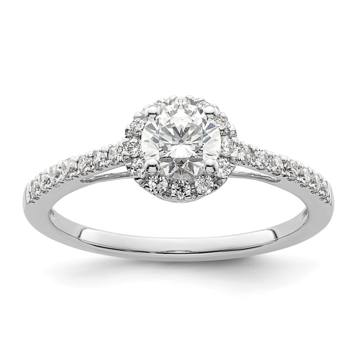 Rhodium Over 14K White Gold Eternal Promise Lab Grown Diamond Halo
Complete Ring 0.76ctw