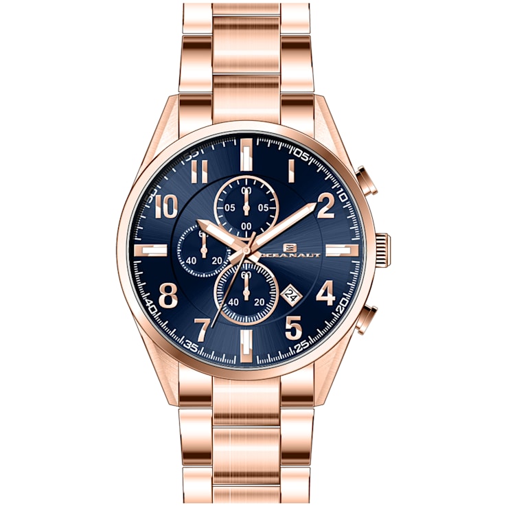 Oceanaut Men's Escapade Blue Dial, Rose Stainless Steel Watch
