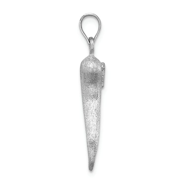Rhodium Over 14k White Gold Brushed 3D Italian Horn Pendant