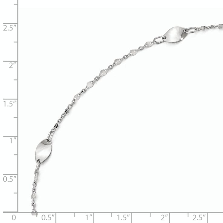 14K White Gold Polished with 1-inch Extension Anklet
