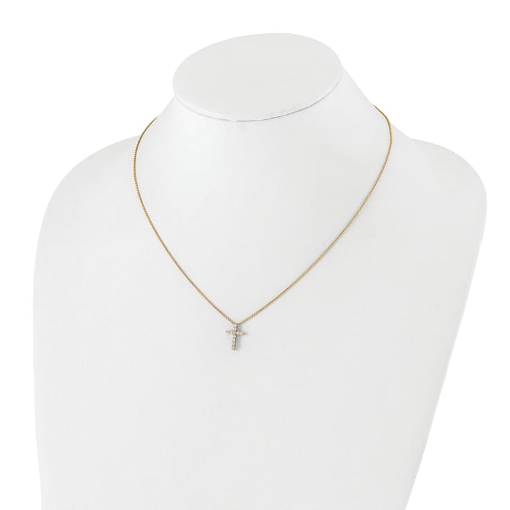 14K Yellow Gold Lab Grown Diamond VS/SI GH, Cross Pendant Necklace